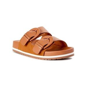 ✨3/$20✨ Time and Tru NEW Dressy Footbed Slide Slip On Sandals in Cognac. Size 6